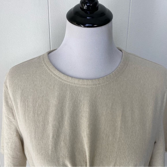 Lululemon Crescent T-Shirt Spark Gold Bone Short Sleeve Cotton Blend Twist Top 6 - Picture 3 of 11